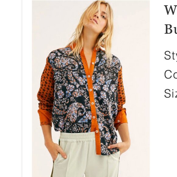 We The Free Moroccan Midnight 100% Linen Buttondown - Women's XS - Picture 1 of 5